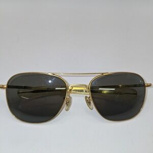 RANDOLPH ENG  5 1/2 GOLD GRAY CRYSTAL ORIGINAL PILOT AVIATOR SUNGLASSES